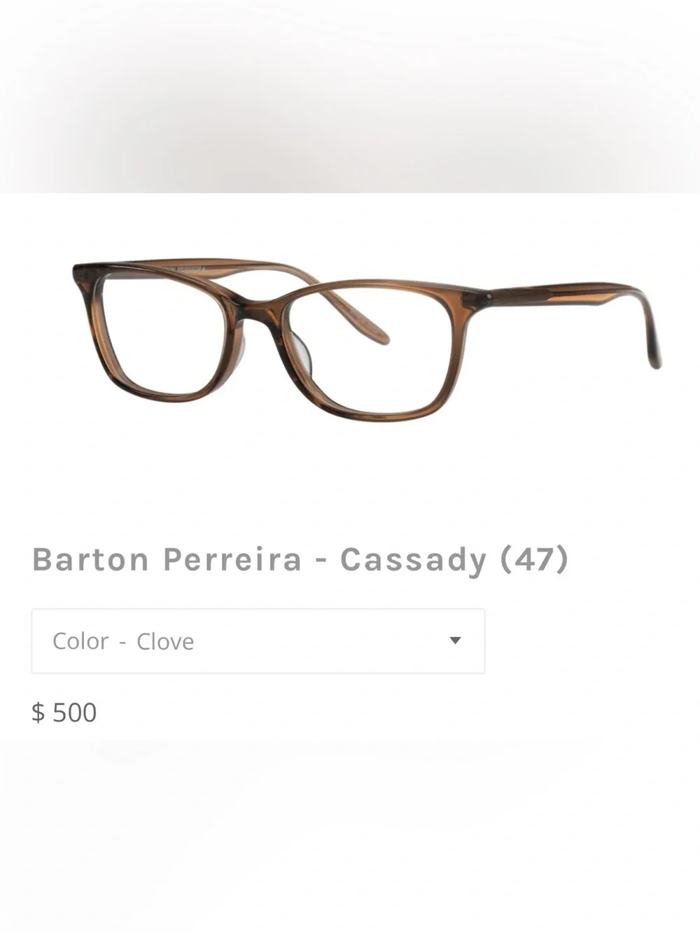 Womens Barton Parreira Cassidy Glasses(frame) in Light Brown , good condition